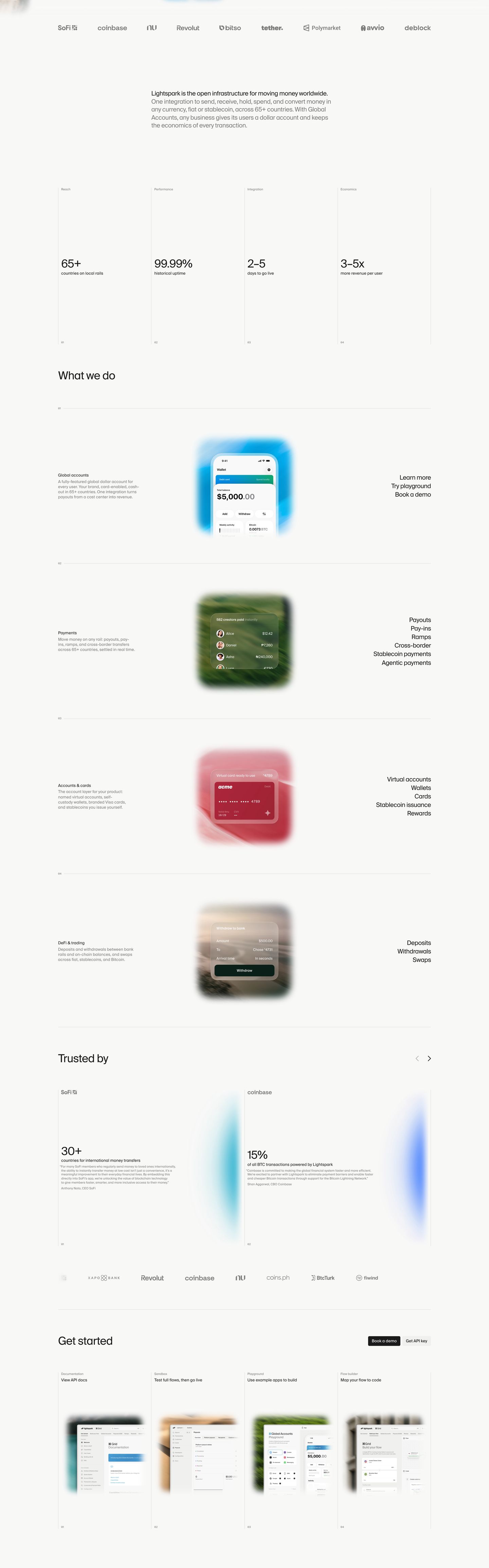 Ultra-clean clinical fintech layout pairing restrained Swiss typography and generous white space with softly glowing UI mockups.