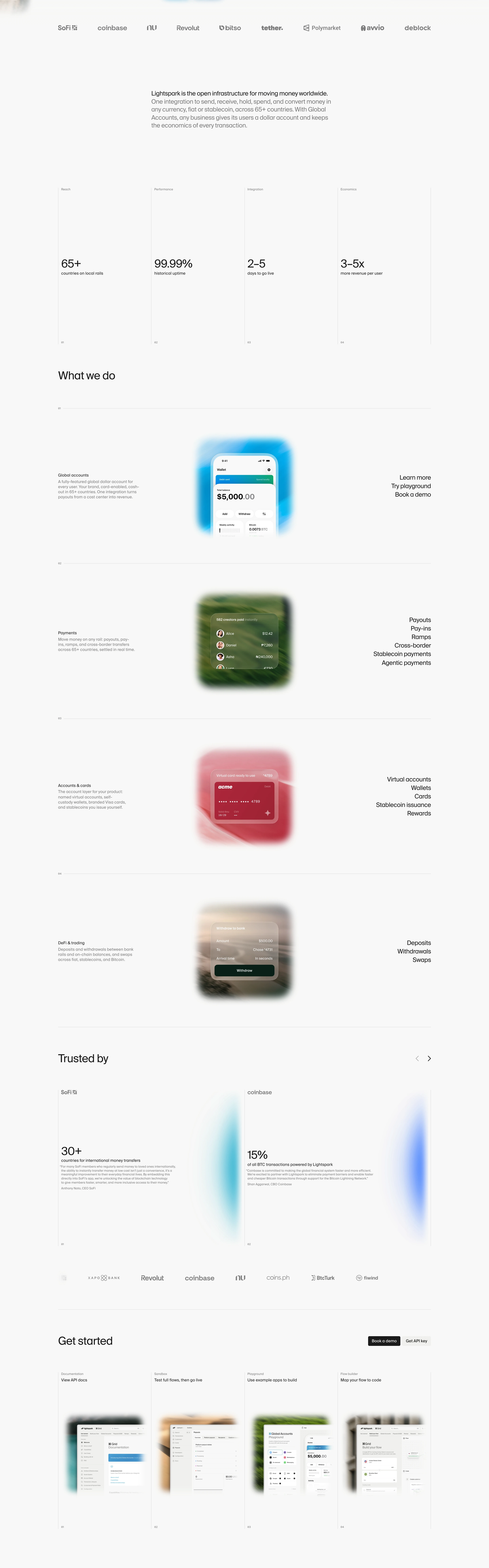 Ultra-clean clinical fintech layout pairing restrained Swiss typography and generous white space with softly glowing UI mockups.