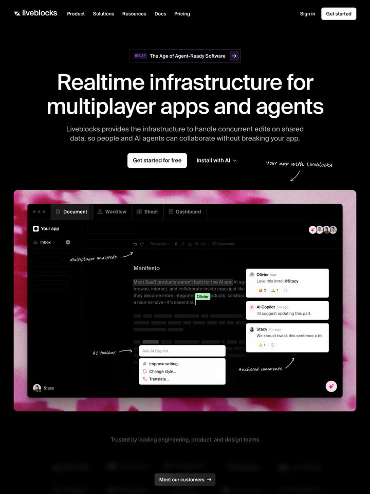 Liveblocks homepage