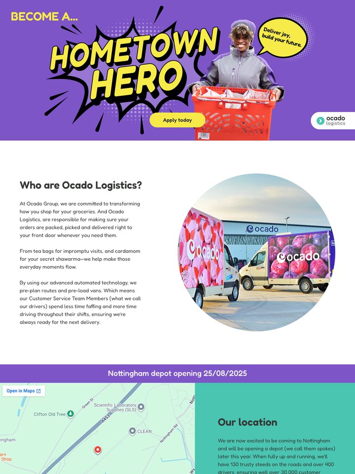 Ocado homepage