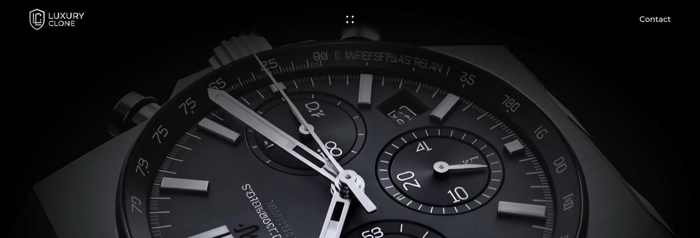 A brooding macro view of a luxury watch face immersed in deep black shadow, anchored by a whisper-quiet minimalist navigation bar.