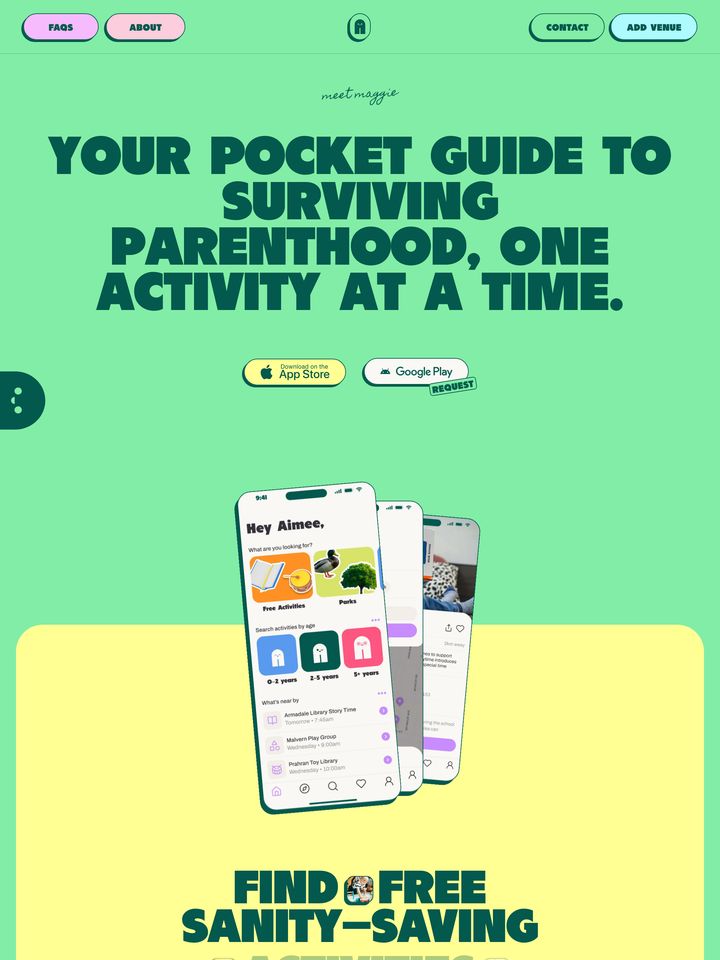 Maggie App homepage