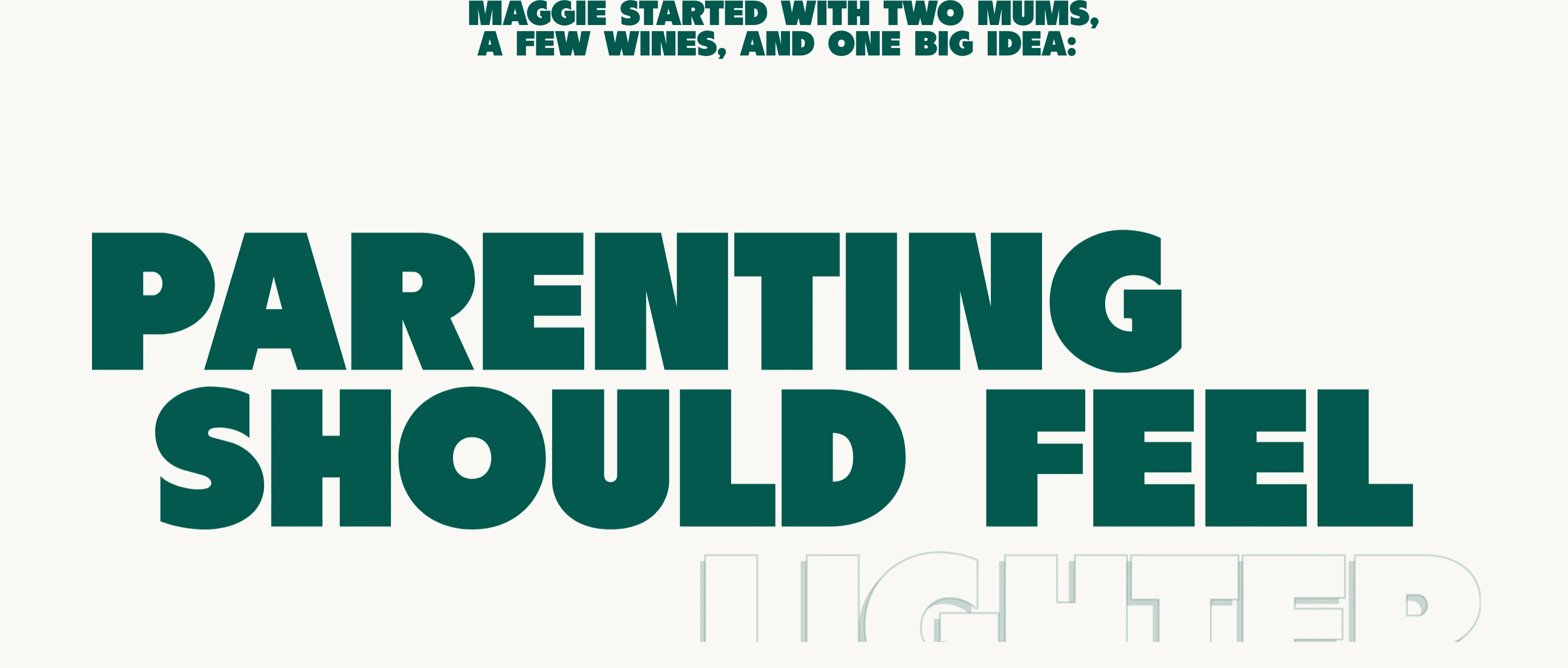 Massive chunky retro typography delivers an impactful brand statement with a playful outlined punchline.