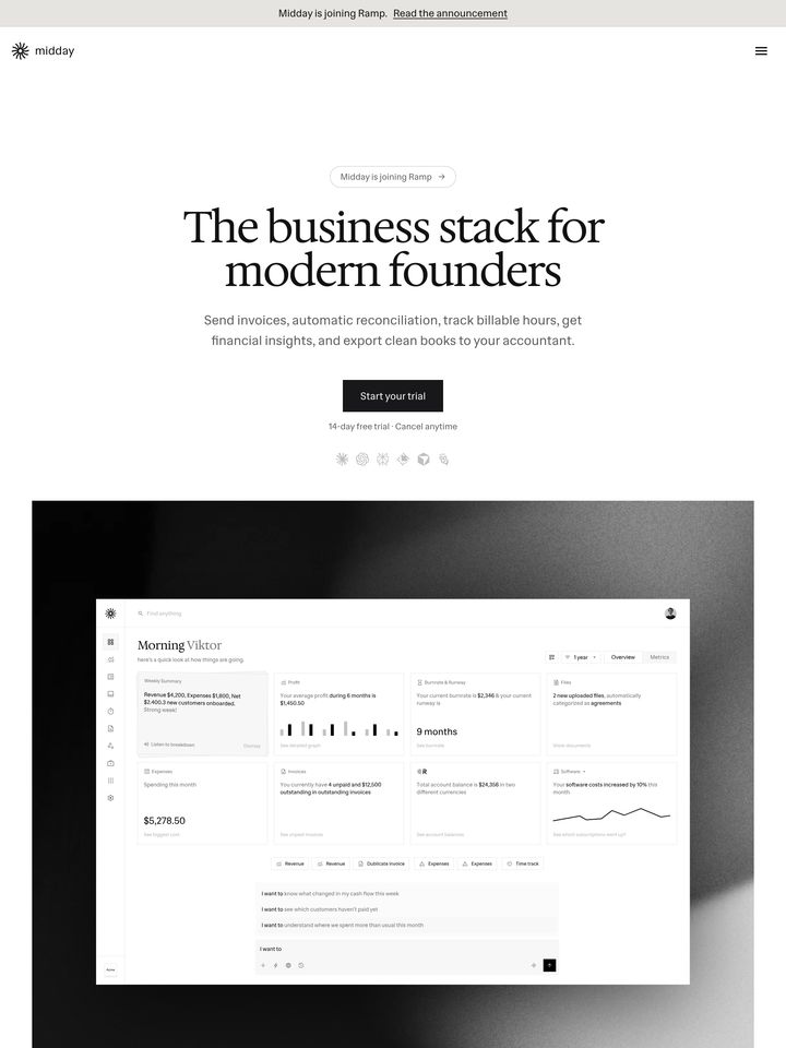 Midday homepage