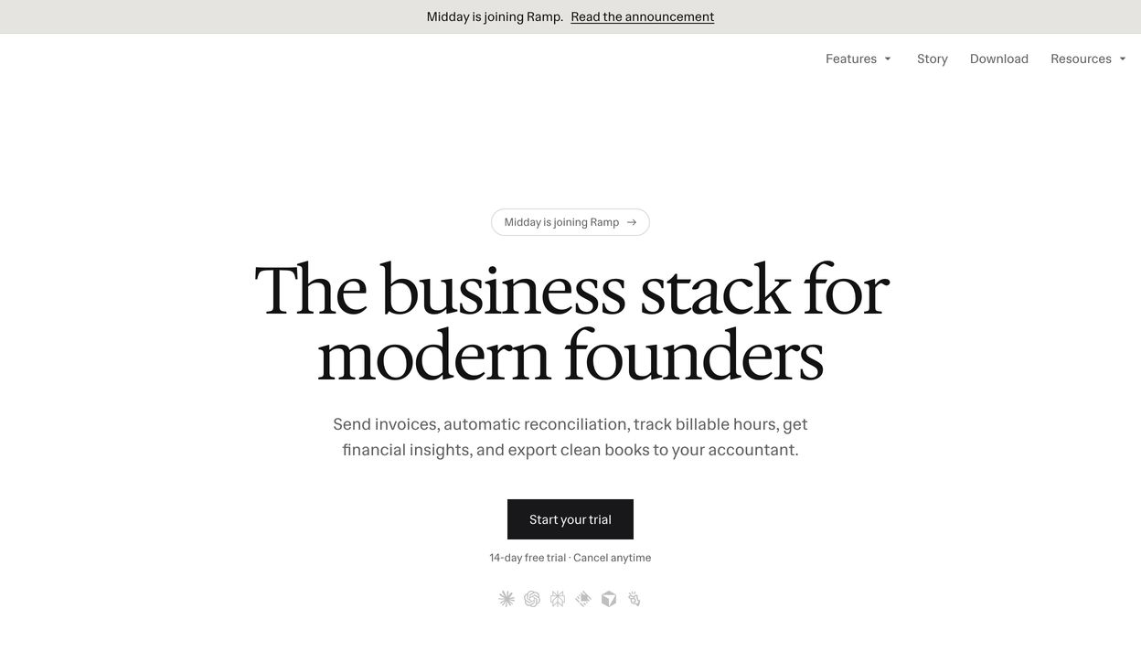 An airy, restrained, typographically driven hero with generous white space and clean editorial serif headlines.