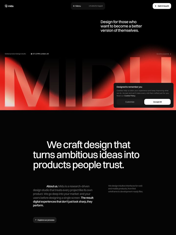 Midu Studio Website homepage