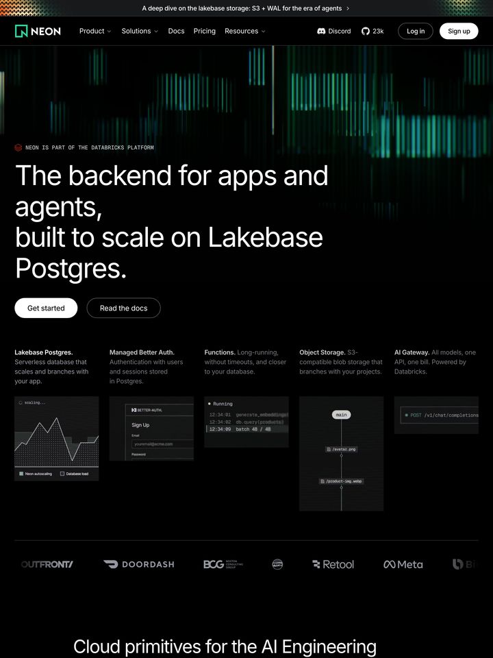 Neon homepage