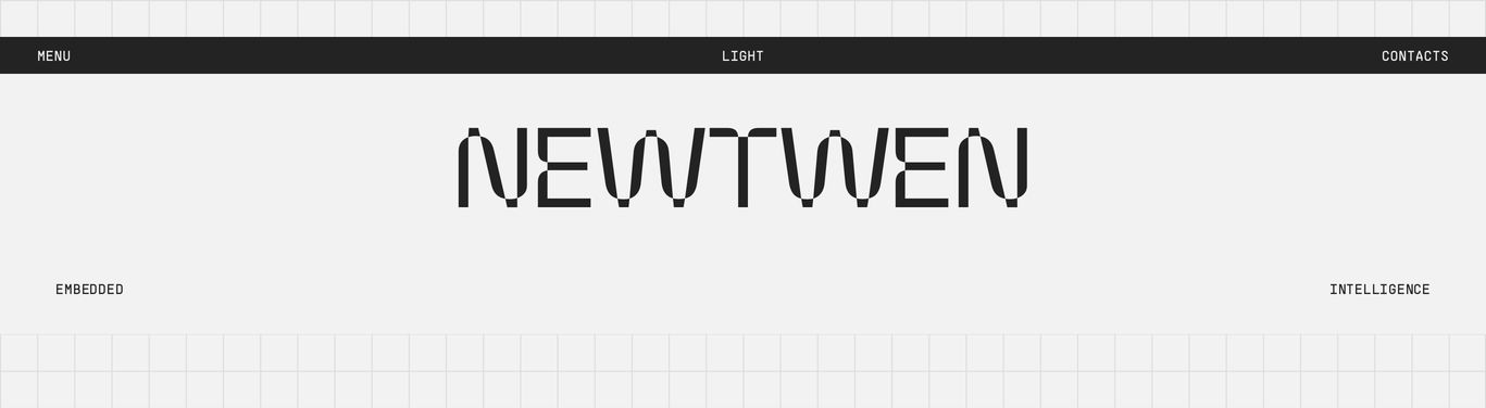 Clinical, technical minimalist header featuring a custom wave-distorted wordmark anchored over an engineering grid background.