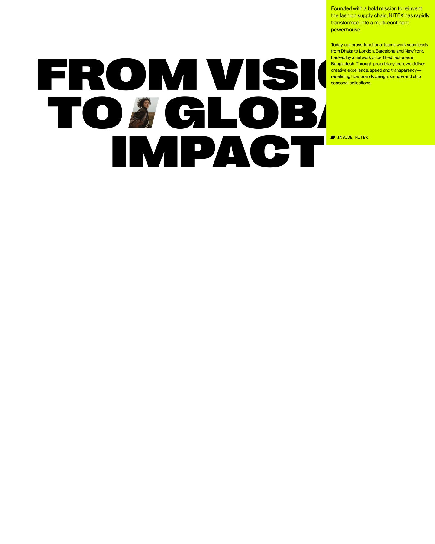 Massive ultra-bold typography paired with an acid-lime callout block and generous negative space creates an assertive, Swiss-inspired statement.