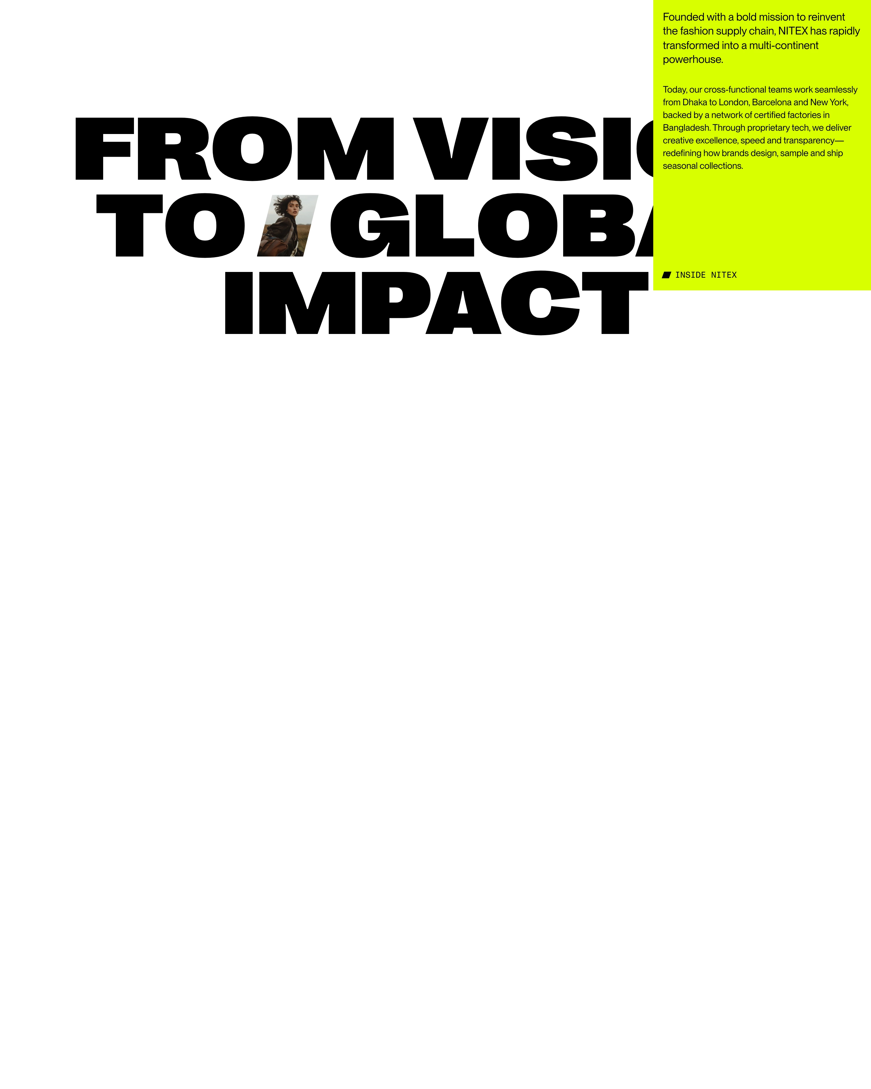 Massive ultra-bold typography paired with an acid-lime callout block and generous negative space creates an assertive, Swiss-inspired statement.