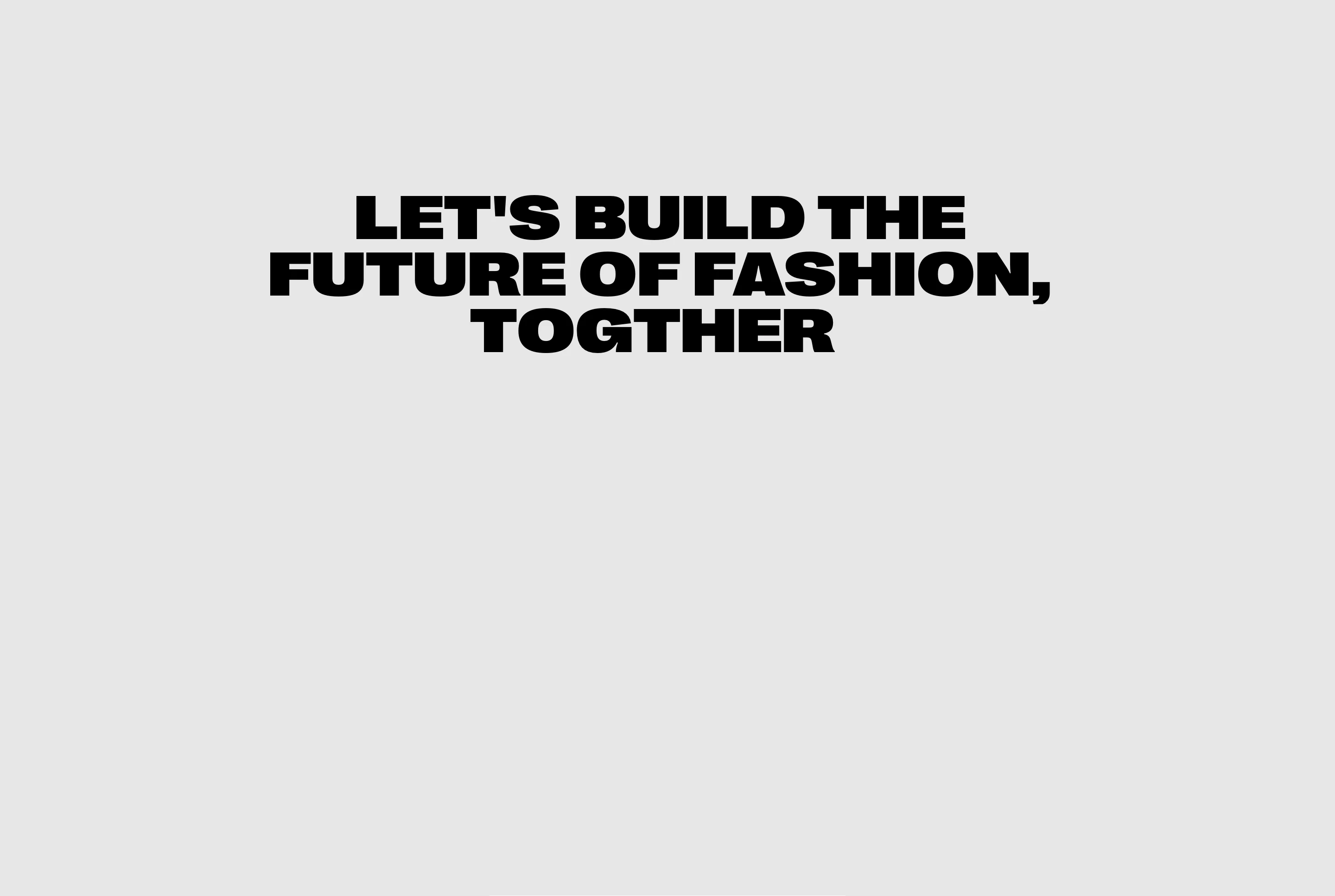 An austere, high-impact typographic statement set in heavy uppercase sans-serif centered against an expansive pale canvas.
