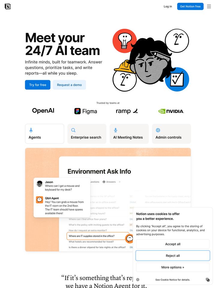 Notion AI homepage