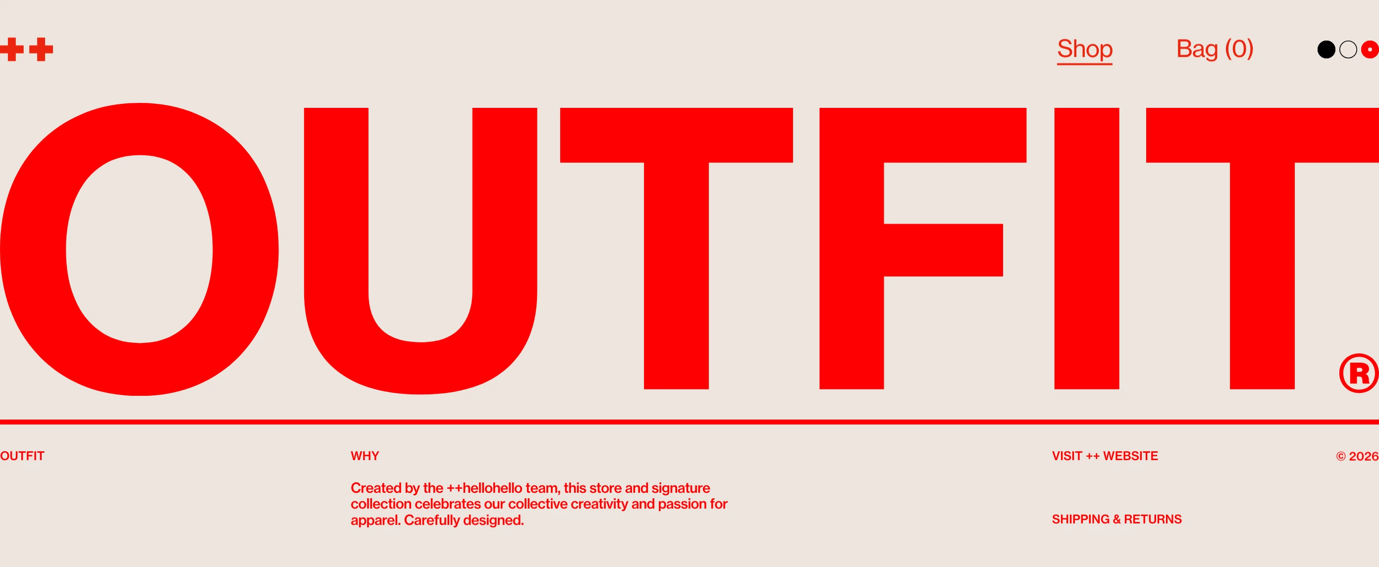 Striking typographic poster layout commanding attention with massive edge-to-edge red lettering on a warm cream canvas.