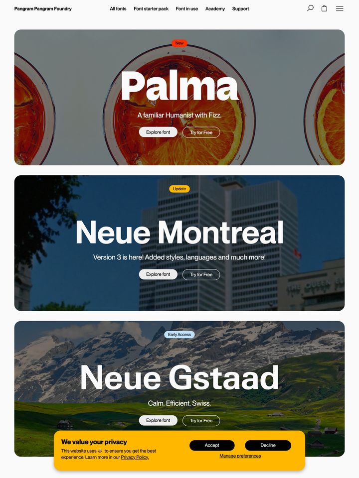 Pangram Pangram homepage