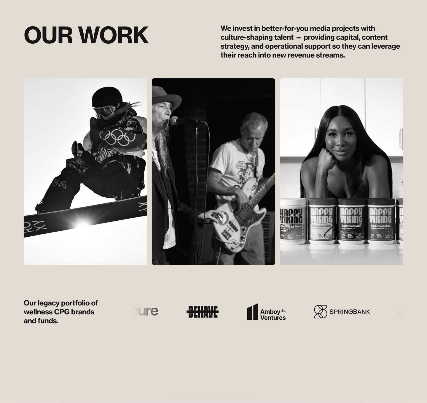 Cultured editorial showcase blending warm parchment tones, bold Swiss grotesk typography, and striking black-and-white portraits of cultural figures.