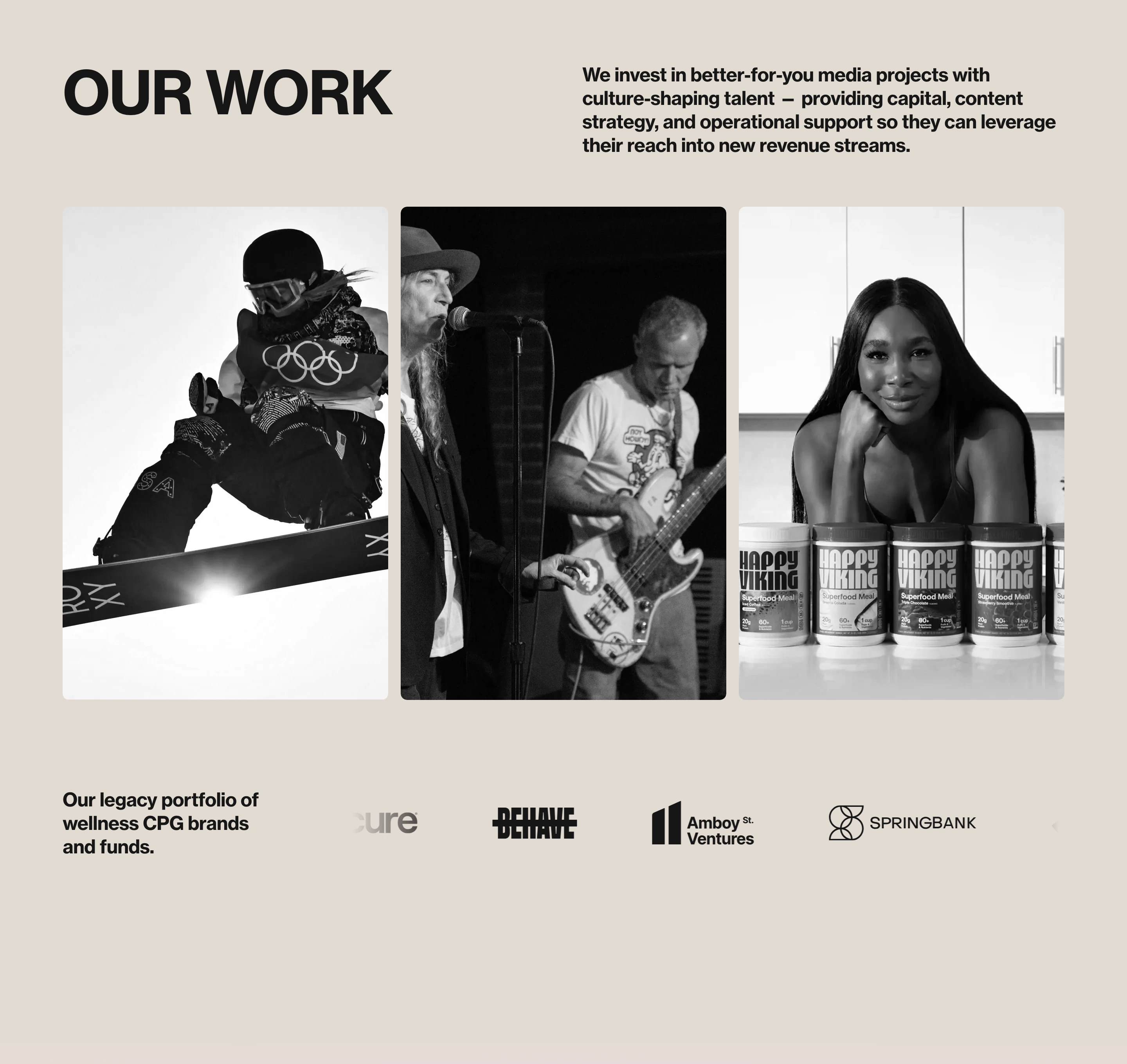 Cultured editorial showcase blending warm parchment tones, bold Swiss grotesk typography, and striking black-and-white portraits of cultural figures.
