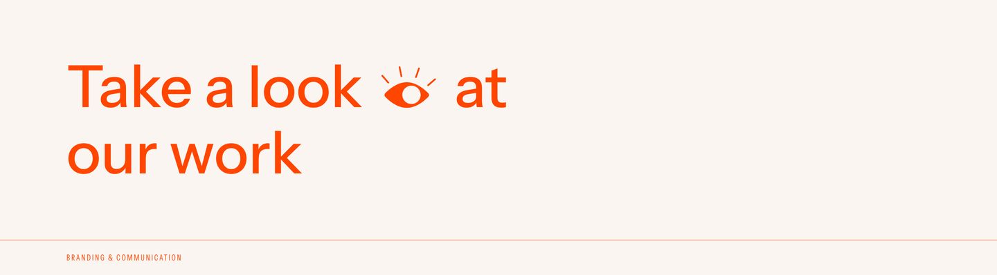 A warm, airy statement section pairing bold vibrant orange typography with a playful inline eye illustration against a soft cream canvas.