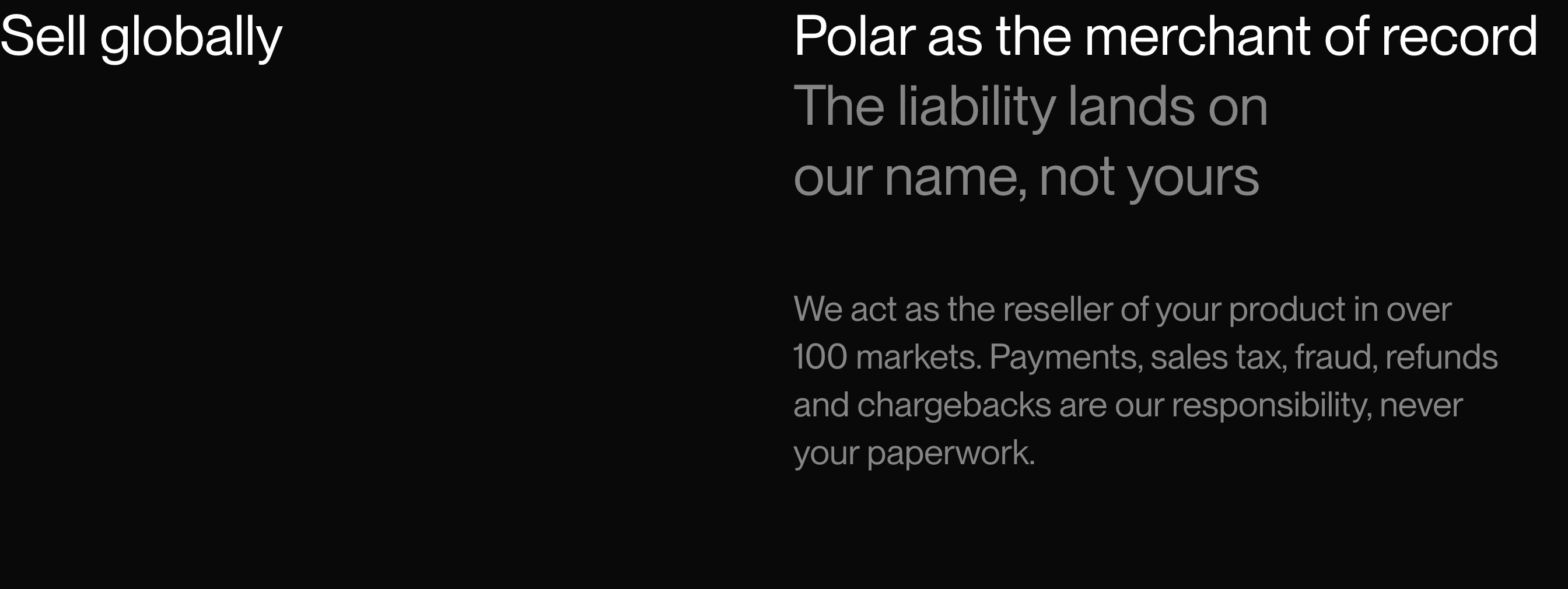 Stark, ultra-minimalist two-column text layout bathed in deep black with precise typographic hierarchy.