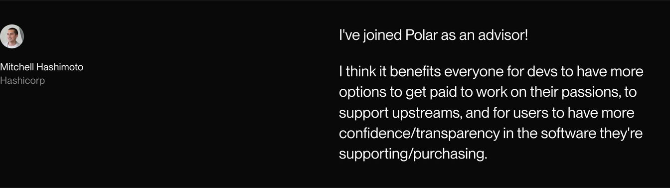 A minimalist dark endorsement split into author details and a spacious, highly legible quote block.