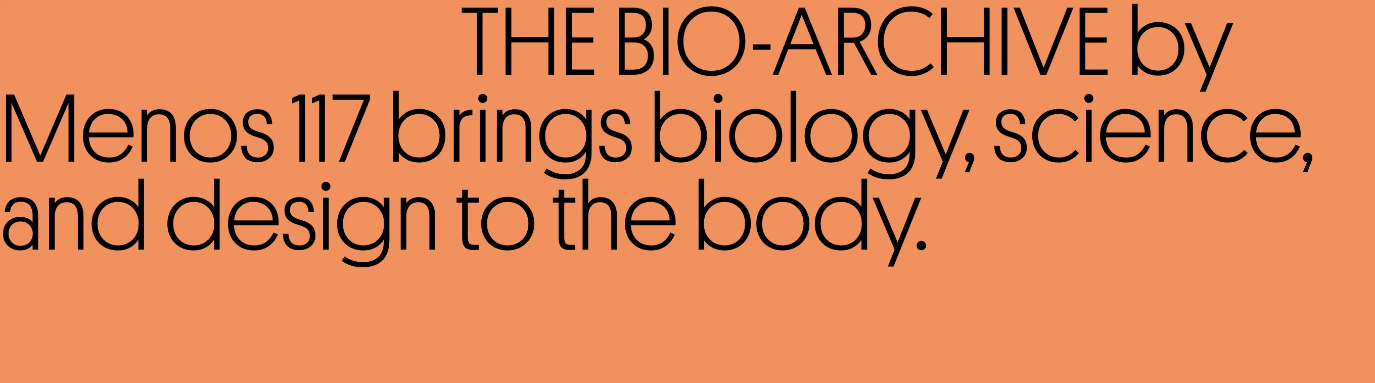 Warm and editorial statement section featuring large, right-aligned geometric sans typography across a bold terracotta field.