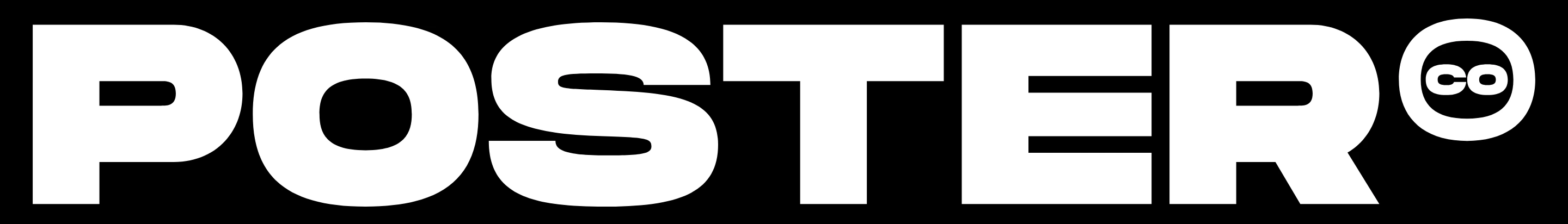 Massive black-and-white typographic banner that makes an uncompromising, stark brand statement.