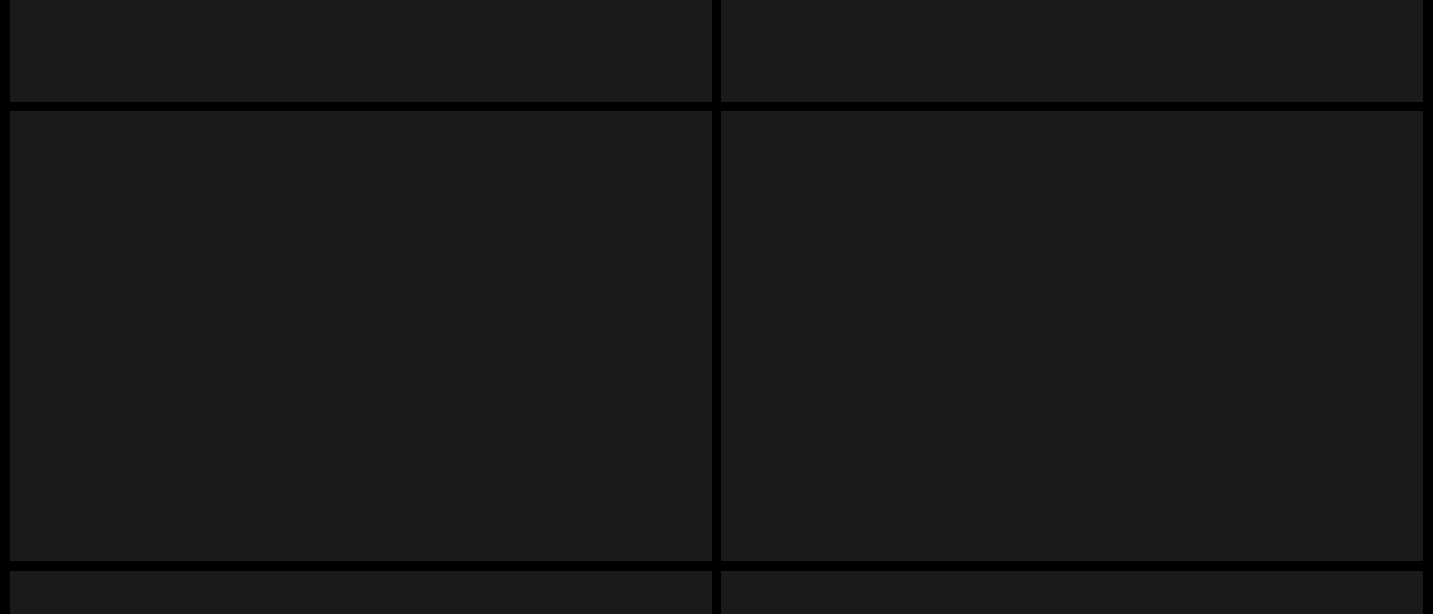 An austere dark grid showcasing video entries within heavy, clinical cell borders.