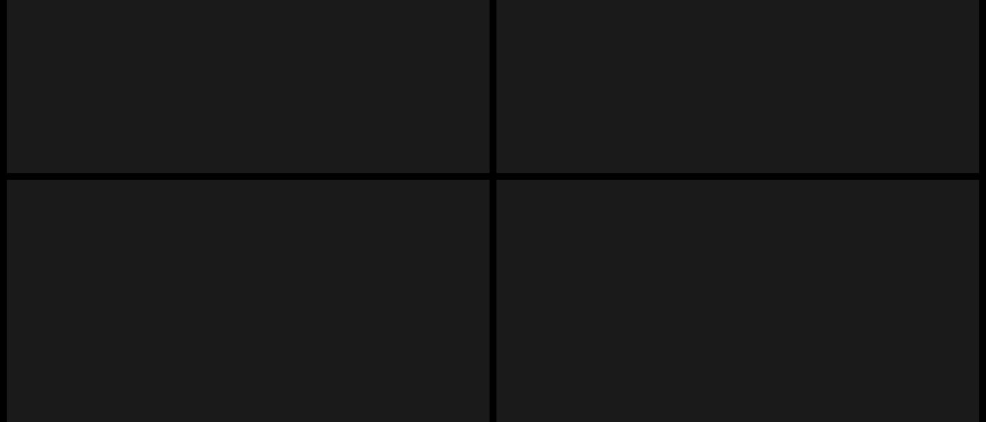 A stark, pitch-black modular grid creating a quiet and structured container for media.