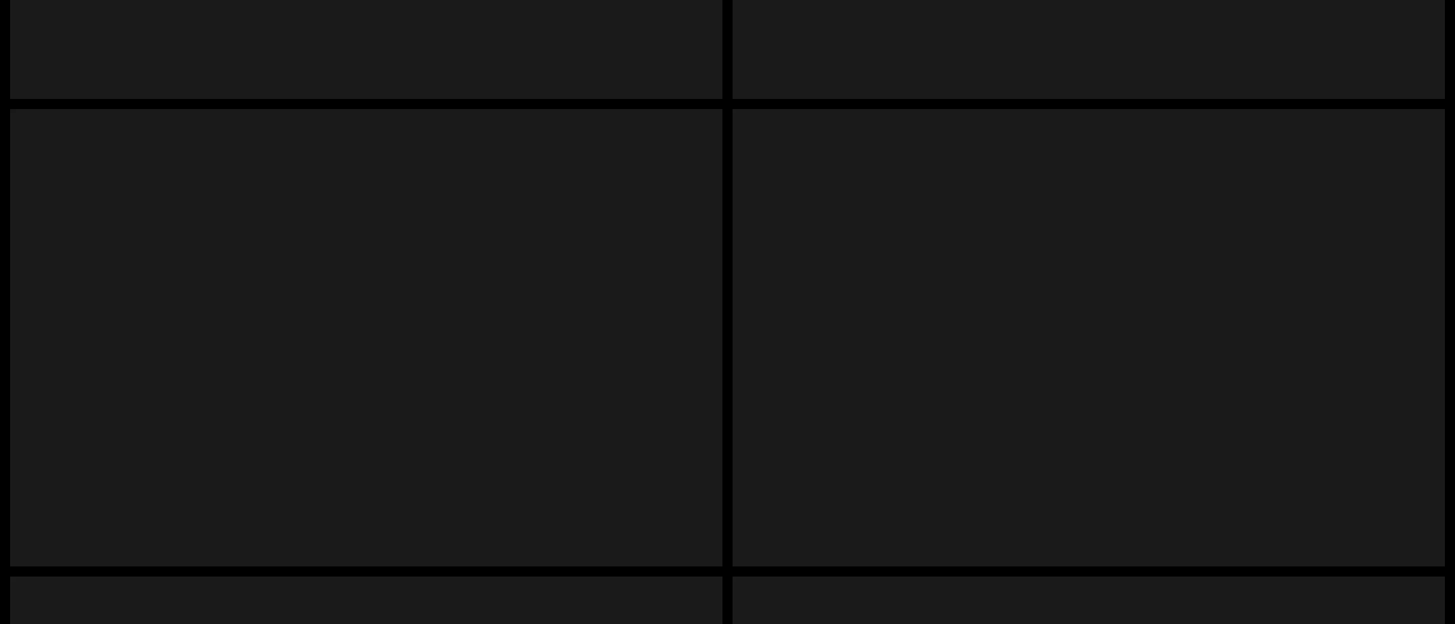 An austere, pitch-black project showcase grid defined entirely by razor-thin borders and quiet monospace labelling.