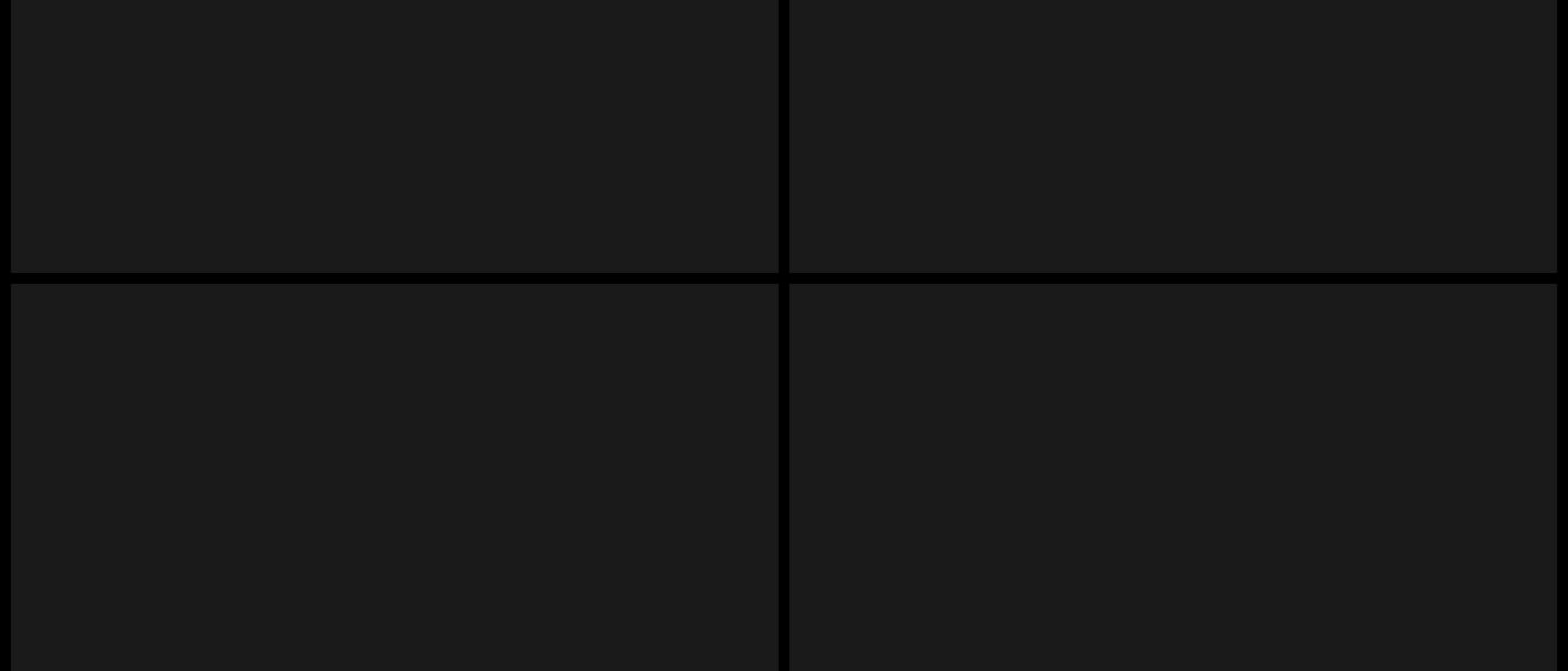 A stark, monolithic dark grid structuring portfolio video showcases with austere precision.