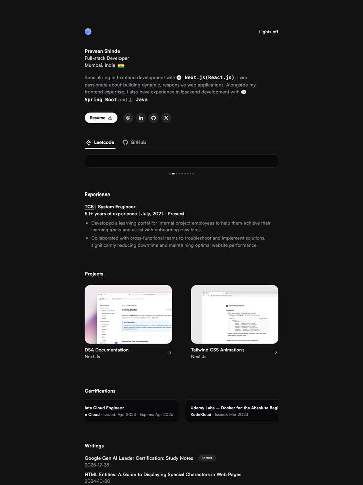 Praveen Shinde homepage