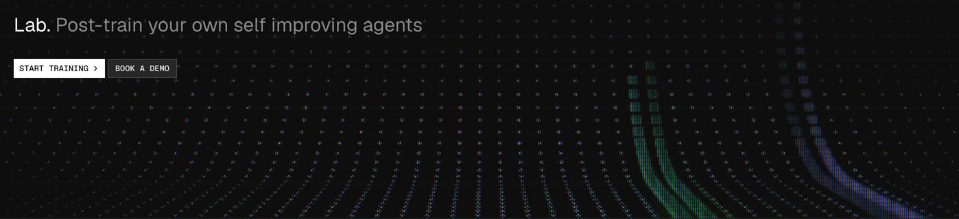 Minimalist dark banner combining stark developer typography with a deep, curved digital grid visual.