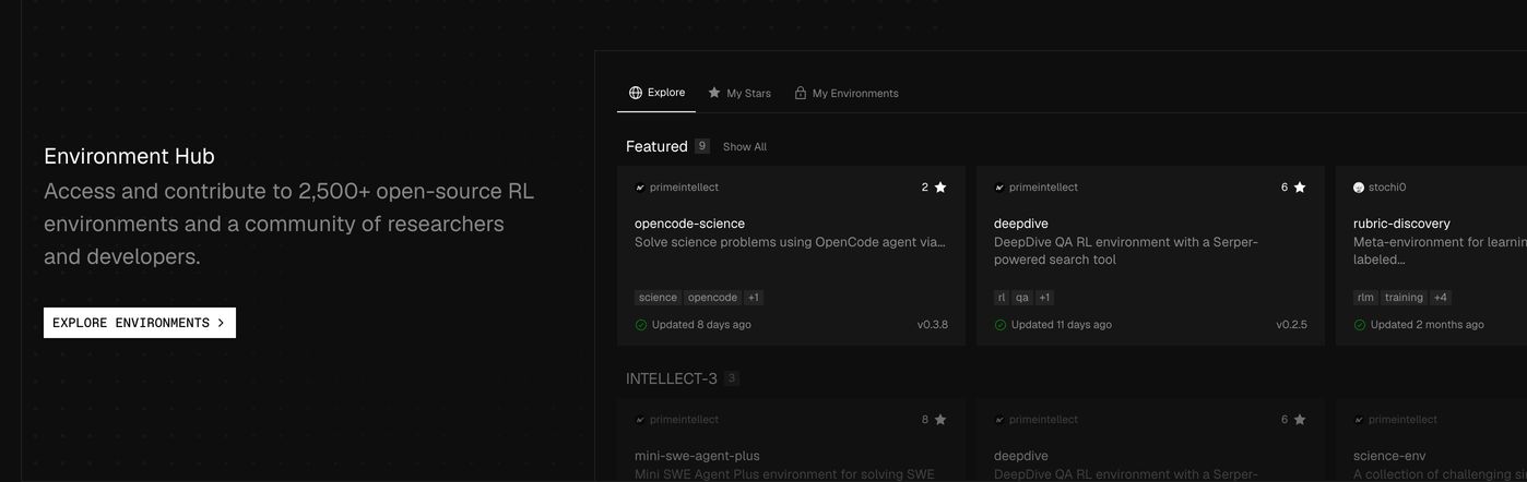 A dark, clinical developer platform showcase pairing crisp typographic copy with a dense grid of open-source repository cards.