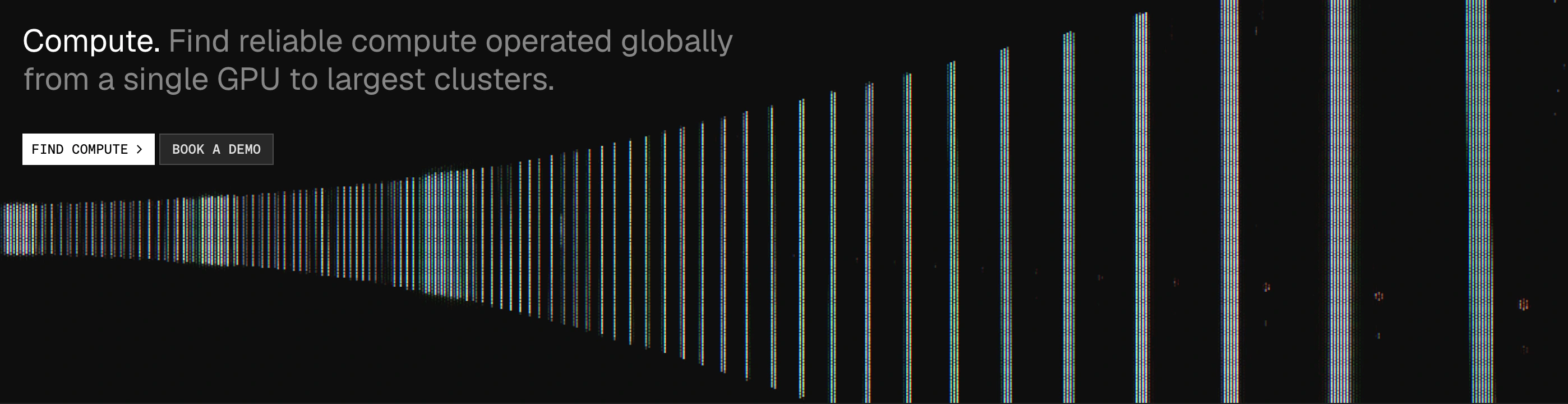 A stark dark infrastructure banner pairing clean technical typography with a receding perspective grid of chromatic scanlines.