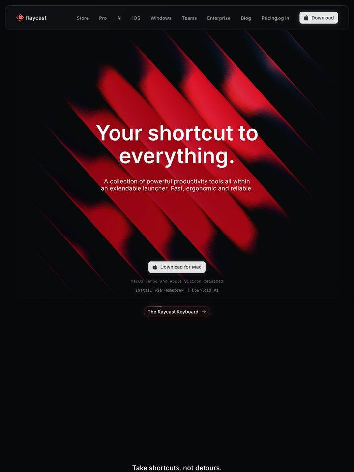 Raycast homepage