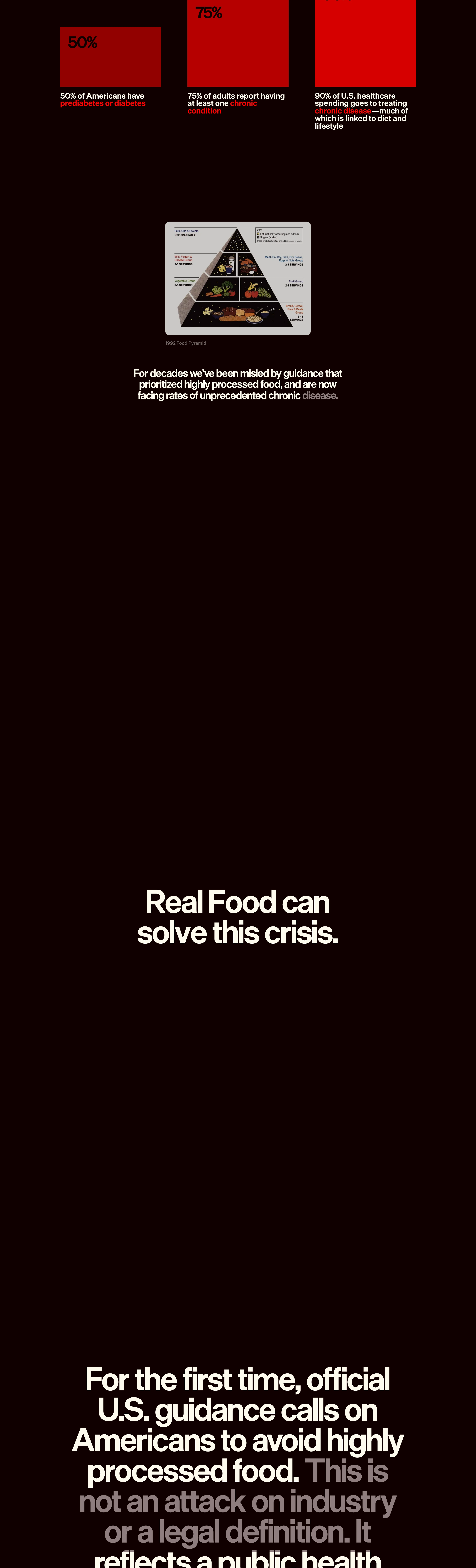 Deep black, high-contrast narrative statement section using massive grotesque typography and stark red warning stats to create dramatic urgency.