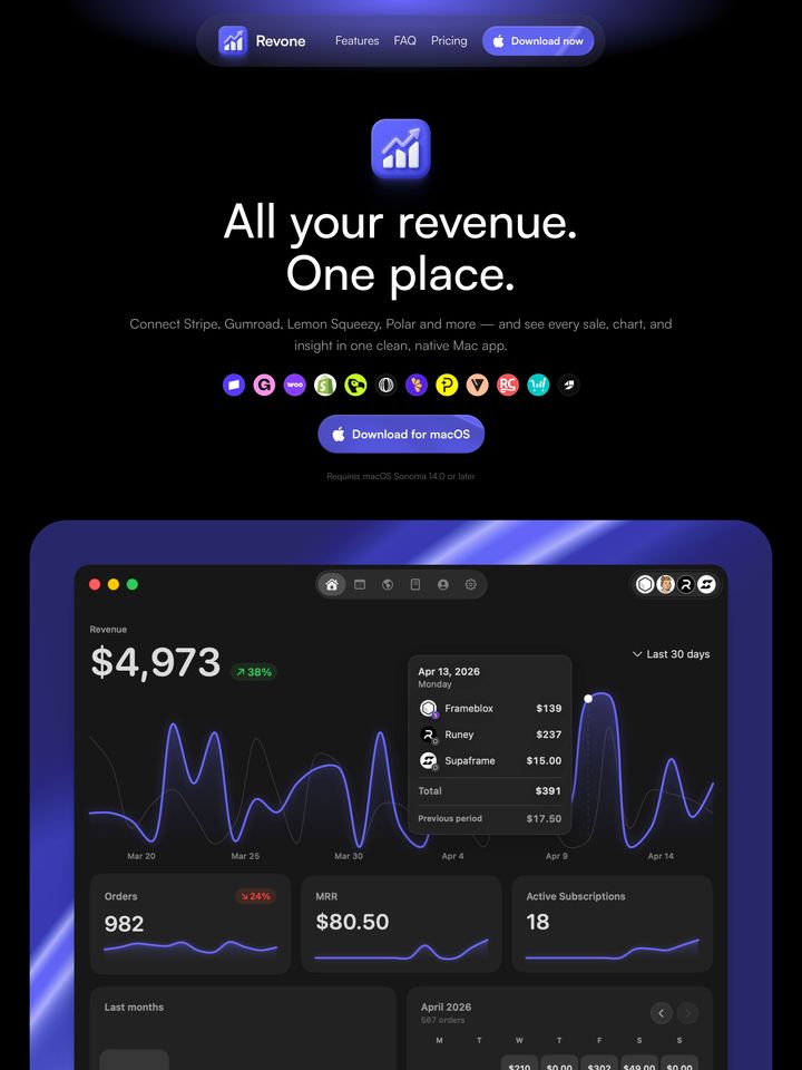 Revone homepage