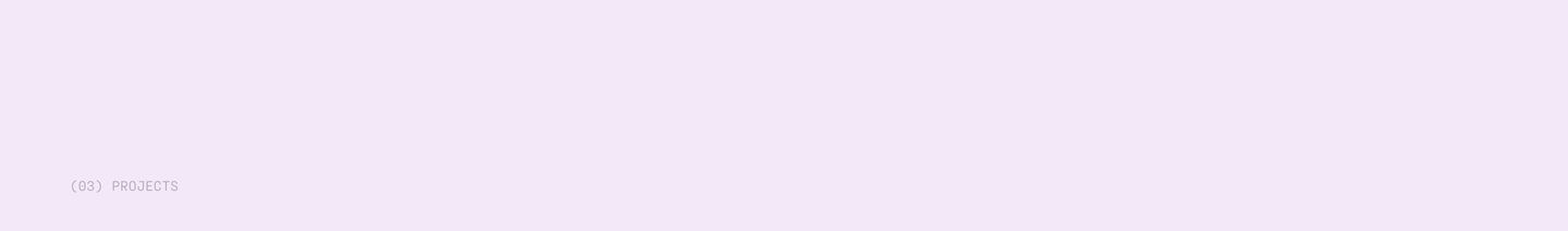 Extremely sparse, quiet section marker defined by immense soft lilac negative space punctuated only by a tiny monospace index label.