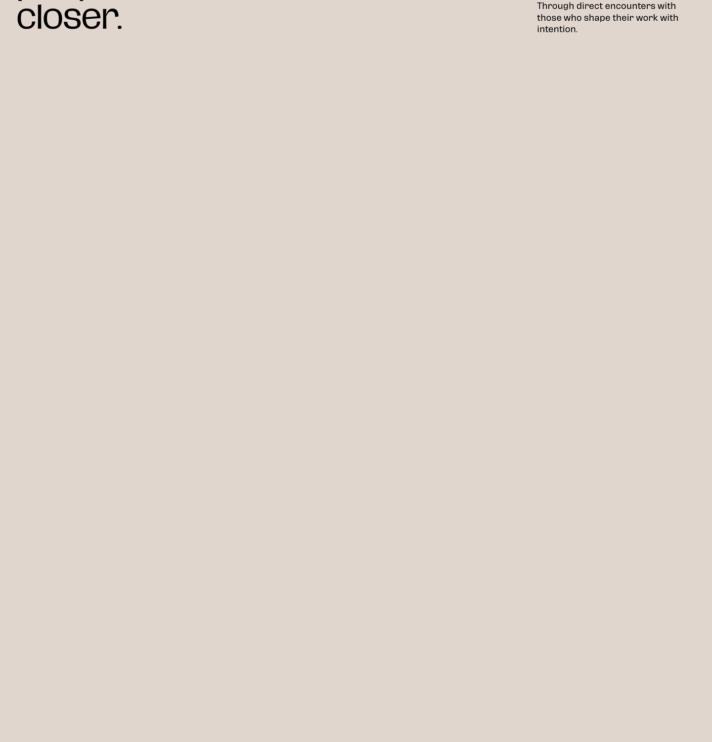 Vast, warm minimal void punctuated only by subtle editorial text in opposing top corners.