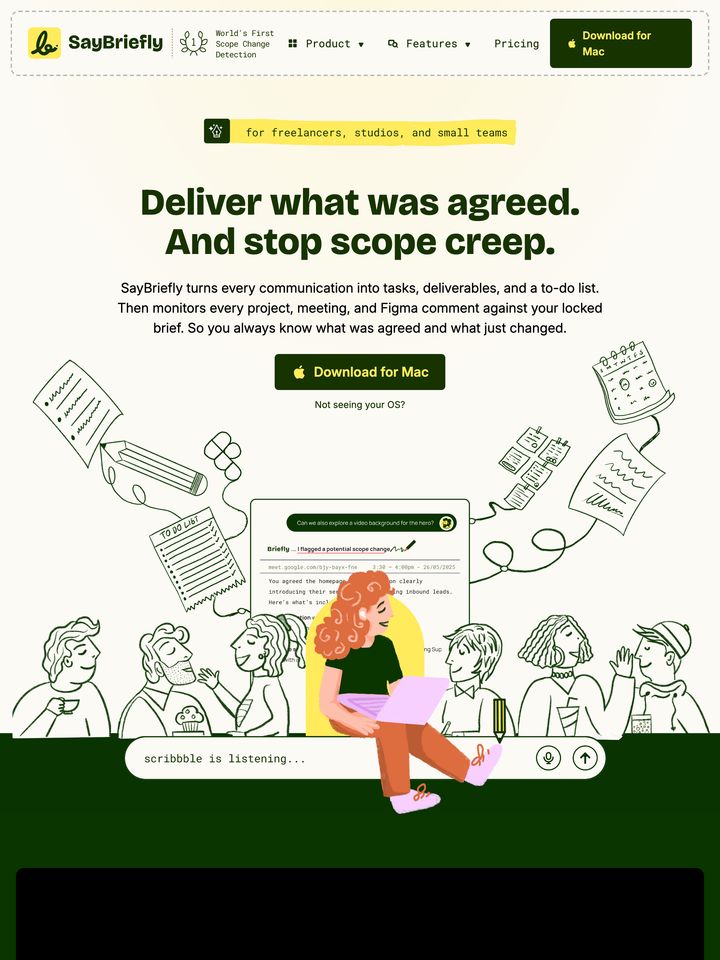 saybriefly-com homepage