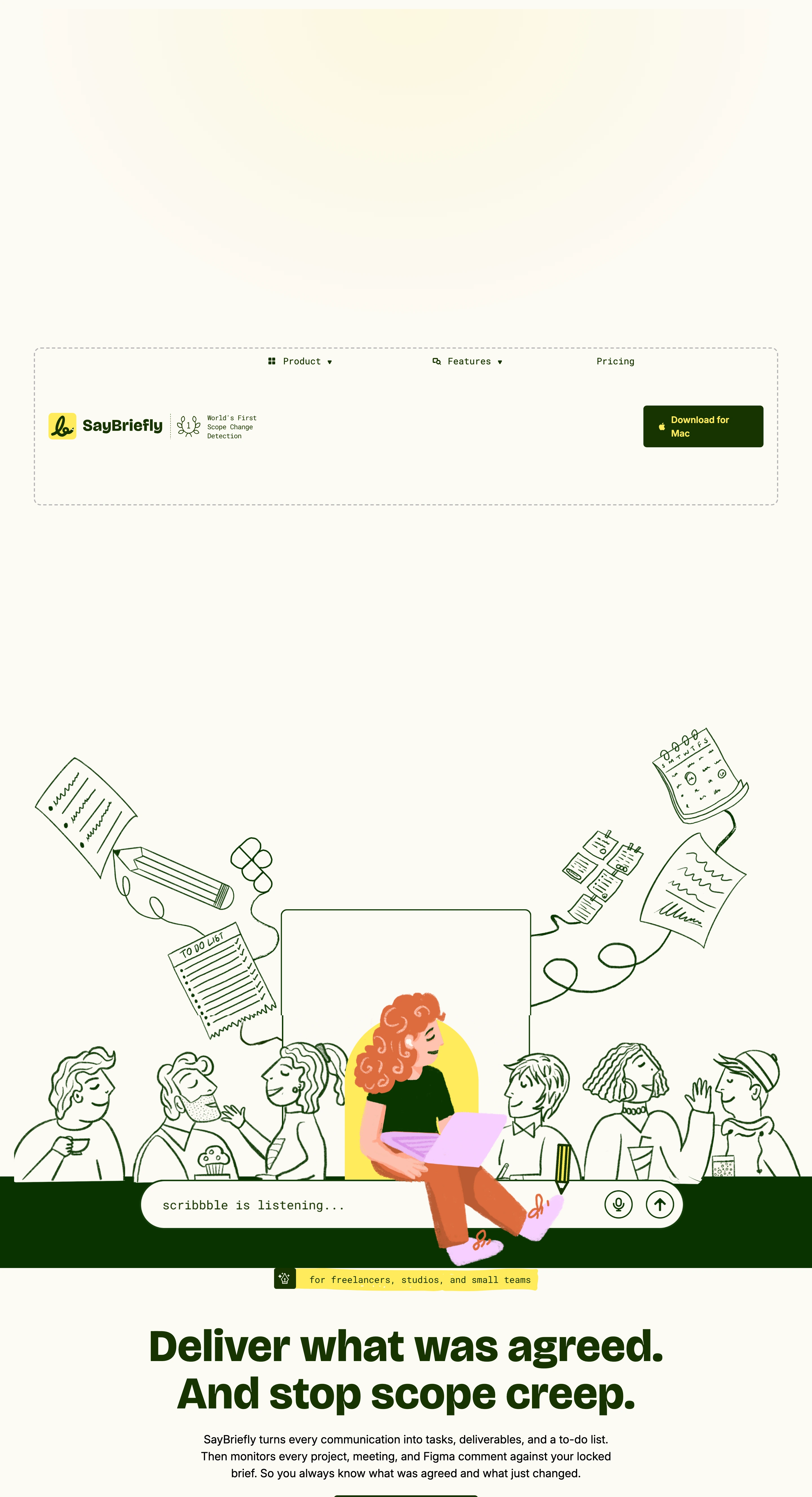 Charming, hand-drawn editorial hero placing a playful multi-character illustration above bold punchy typography.