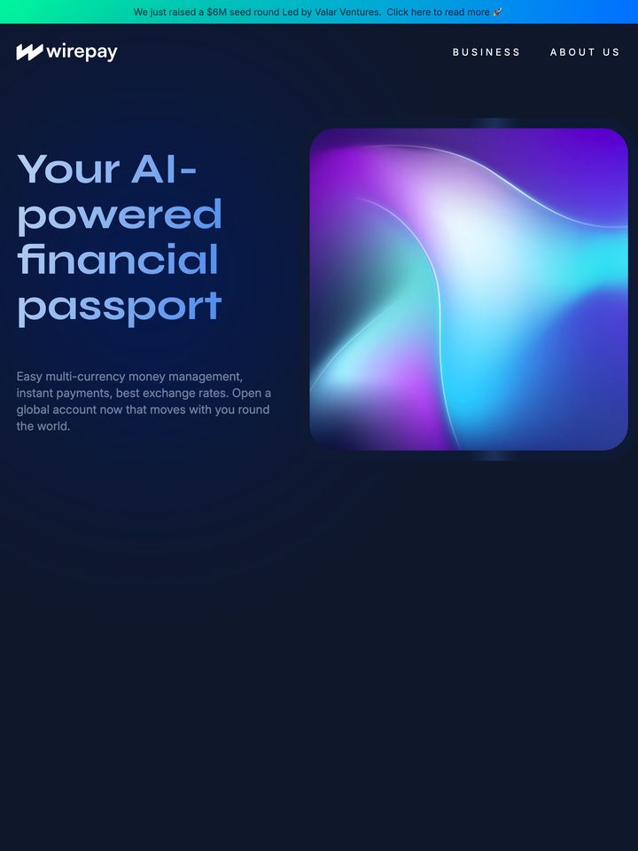 Wirepay homepage