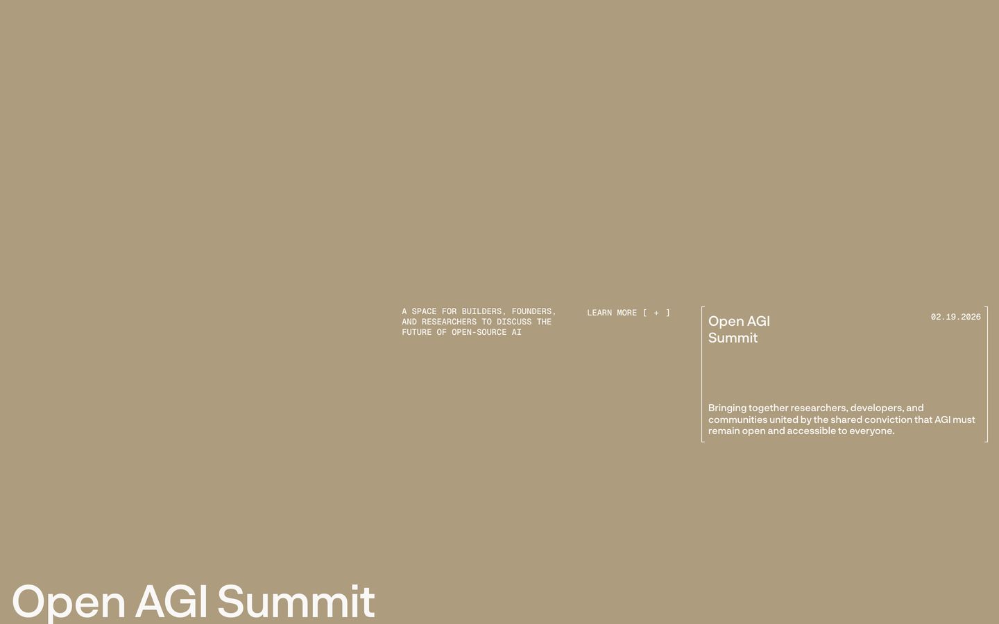 Expansive warm-toned canvas defined by precise technical typography, delicate framing brackets, and an oversized cropped headline anchoring the bottom corner.