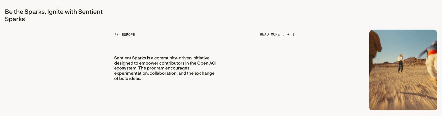 Sparse, airy editorial section with precise monospace labels, expansive whitespace, and an offset vertical photograph.