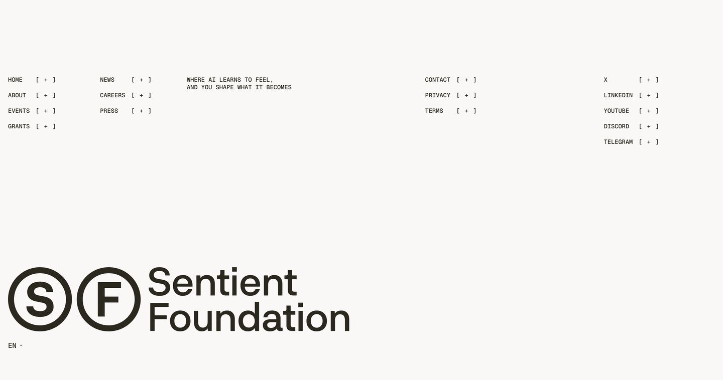 An exceptionally airy, stark footer framed by disciplined monospaced directory links and anchored by an oversized typography mark.