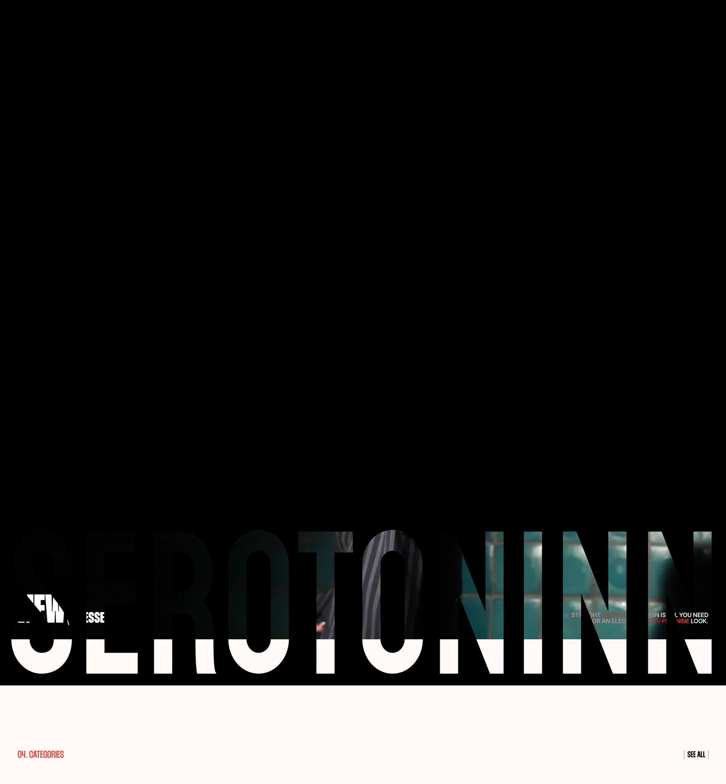 A striking pitch-black void anchored by massive condensed typography bisected with subtle photographic texture.
