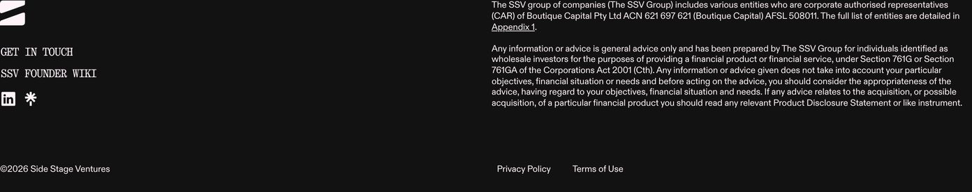Stark black footer balancing raw monospaced navigation links against a dense, utilitarian block of legal disclosures.