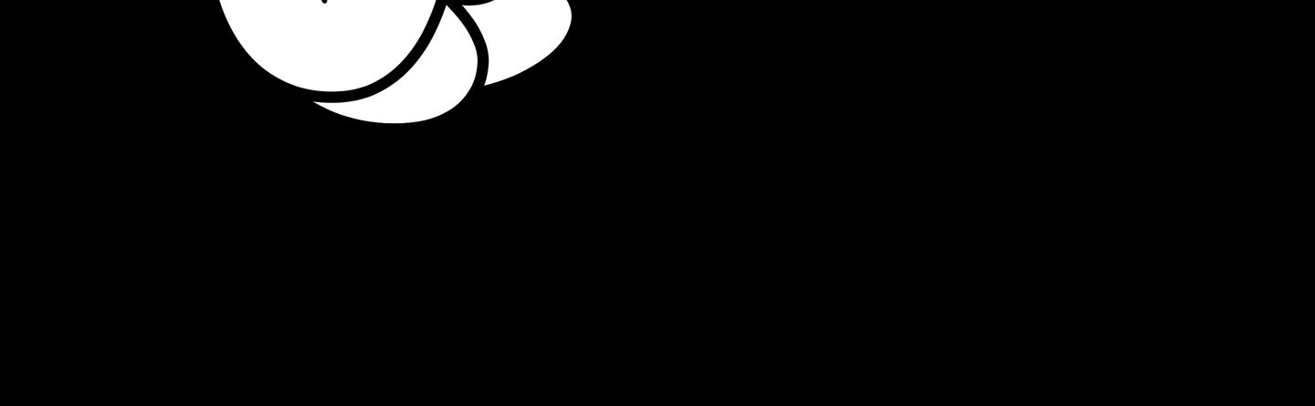 A stark black expanse broken only by the rounded edge of a whimsical white cartoon illustration peeking in from above.
