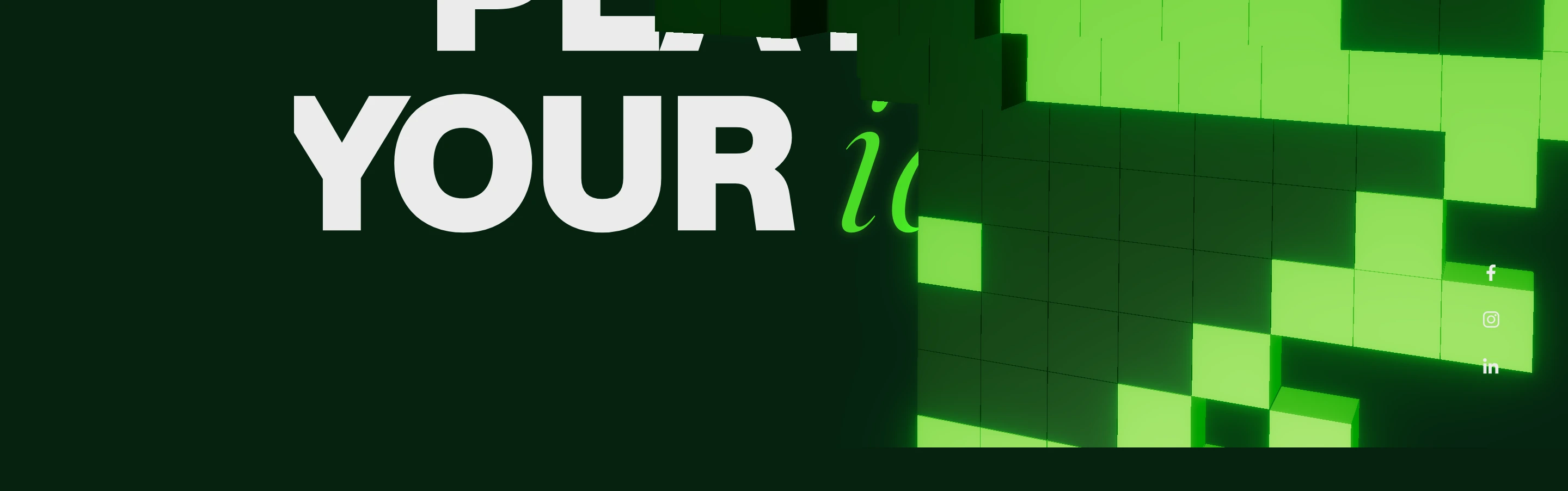 A punchy, digital-arcade atmosphere driven by glowing neon voxel blocks colliding with massive high-contrast typography.