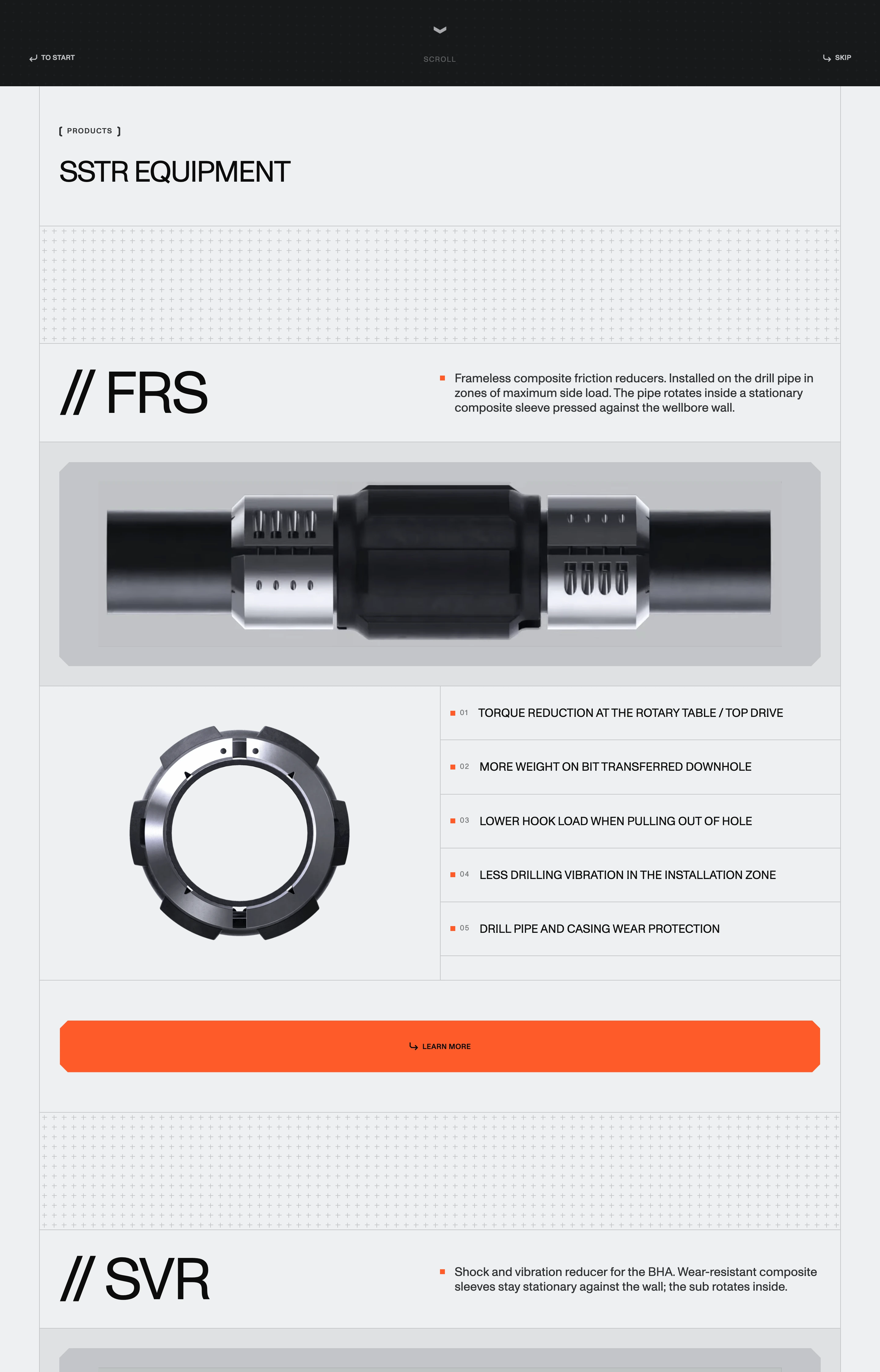 Technical industrial product showcase with precise grid dividers, heavy 3D mechanical renderings, and high-contrast Swiss typography.
