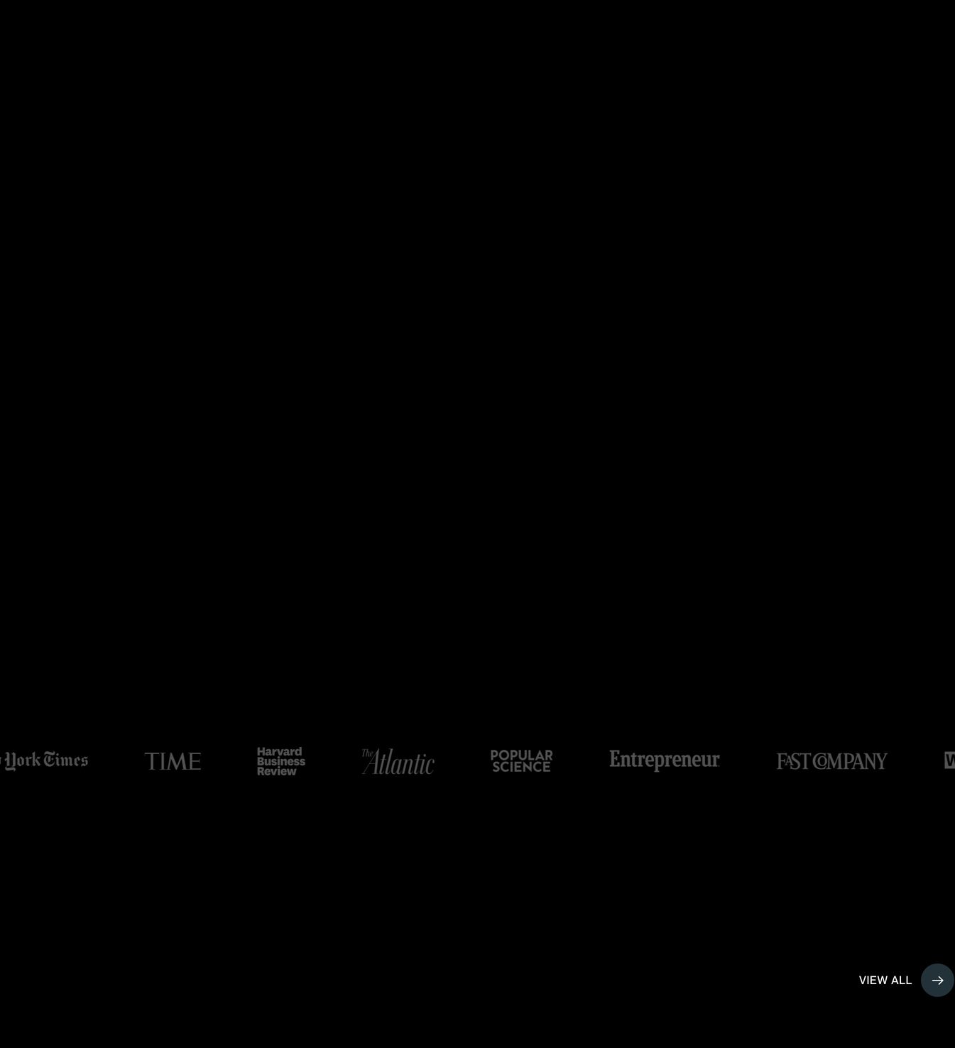 A minimalist, pitch-black press bar quietly displaying monochrome publication logos across a vast expanse of negative space.